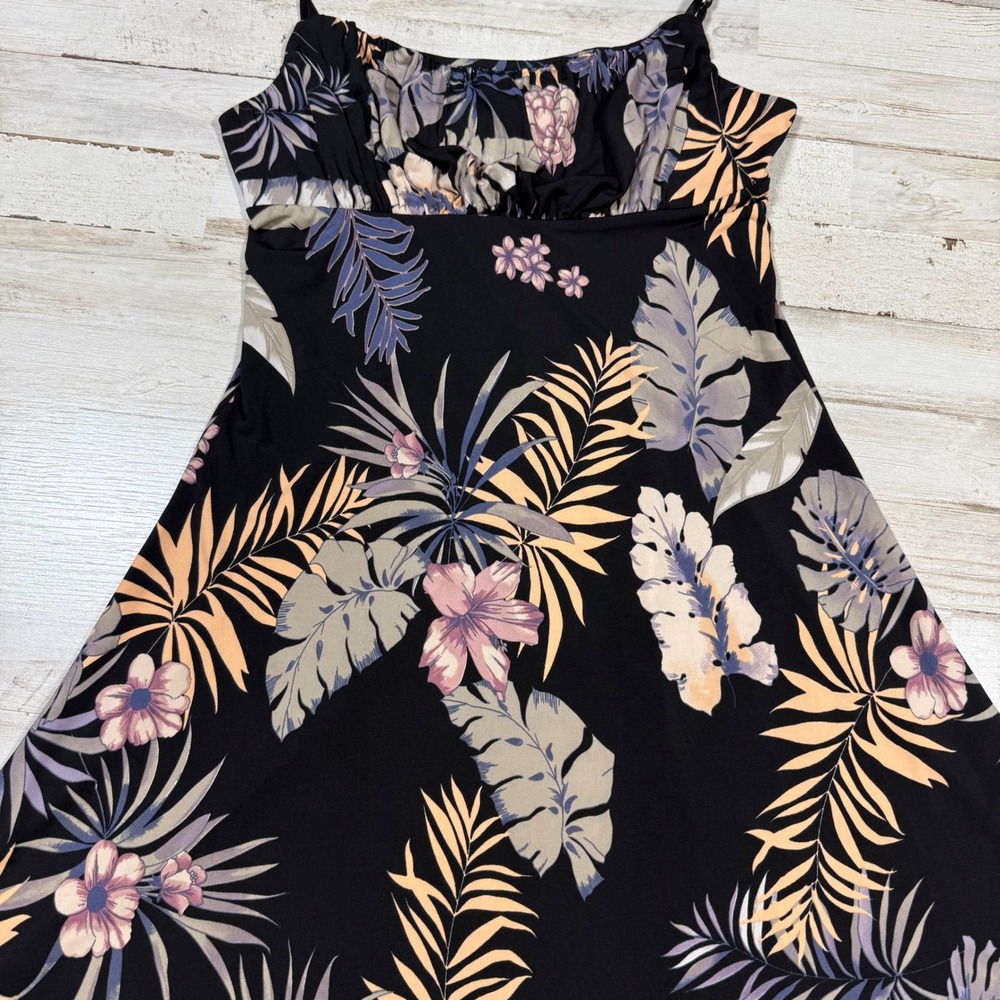 I JOAH Black Tropical Floral Print Spaghetti Strap Mini Dress Sz Junior Small - Picture 4 of 9